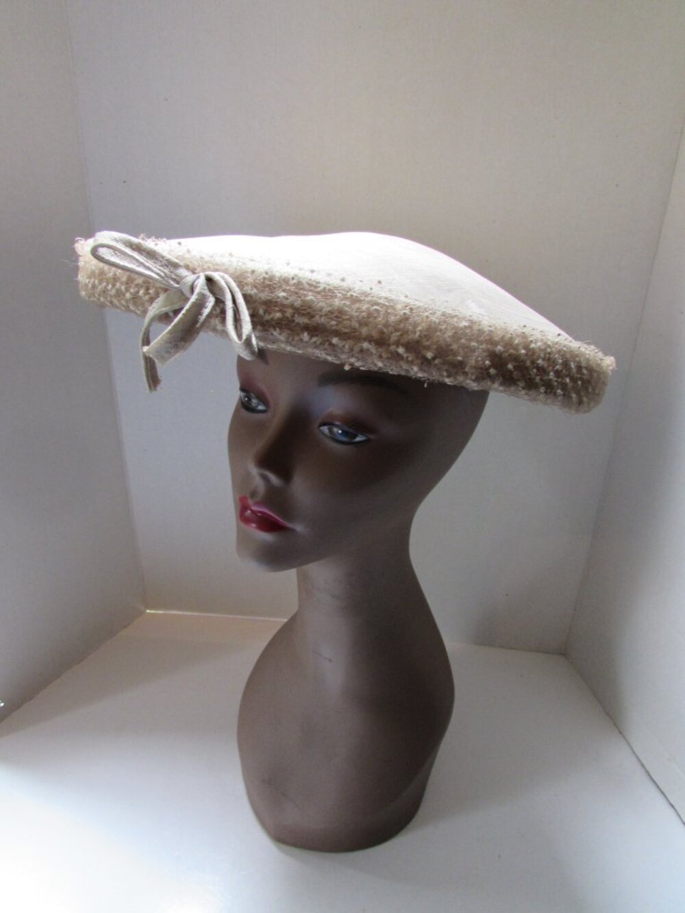 1950 Era Saucer Hat by Charmaine Champagne Color